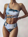 Sport Bikini Set Sexy Women Swimsuit Push Up High Waist Marble Blooming Print Swimwear Female Bathing Suit Banadores Mujer 2026