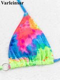 Sexy Printed Tie Dye Halter Brazilian Bikini Women Swimwear Female Swimsuit Two-pieces Bikini set Bather Bathing Suit Swim V6313