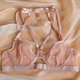 Toucheart Fantasia Lingeries Sexy Female Seamless Bra Kit Push Up Tulle Transparent Underwear Suspenders Complete Lace Bra Sets