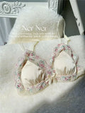 MOYISU Luxury Classic Thin Embroidery Light Luxury Silk French Underwear Sexy Pure Desire Lace Bra Set Small Chest Triangle Cup