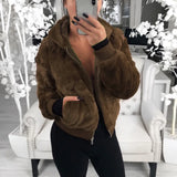 Phantasy Women's Hoodies Women Clothing Streetwear New Style Fashion Hooded Imitation Fur Plush Coat Solid Color Jacket Female