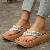 Fashion Design Wedge Heel Flip Flops Women Comfortable Clip Toe Platform Slippers Woman 2026 Printed Thick Bottom Sandals Female