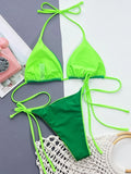 Zebra Print Halter micro Bikini 2025 women Bandeau String Swimsuit Female swimwear Neon Shiny bikini set Leopard Bathing Suit