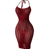 Fishnet Women Sexy Beach Cover Up Dress Women Stretch See Through Sleeveless without Bikini Swimsuit Coverup Mini Beachwea