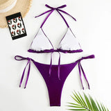 Sexy Shiny Pu Faux Leather Bikini 2025 Women Swimwear Female Swimsuit Two-pieces Bikini set String Bather Bathing Suit Swim Lady