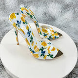 Sexy and fashionable printed slippers Shoes For Women's Sandals Summer Sexy Slippers Pointe Toe Thin Heels Stiletto Sandals12cm