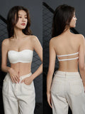 Sexy Japanese Satin Halter Bra Strapless Seamless Two-Way Wear Adjustable Comfort Back Fit Wirefree Lingerie Set S-XL MOYISU Bra