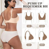 Women's Deep V Seamless Wire-Free Bra Plus Size Solid Color 3/4 Cup Thin Bra Comfortable Push-up Bra Underwear