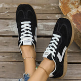 Comfortable Mixed Color Lace Up Tennis Sneakers Women Spring Anti Slip Soft Sole Flat Shoes Woman Round Toe Sports Walking Shoes