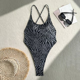 Printed Extreme Mini Micro Thong Women Swimwear One Piece Swimsuit Female Cross Back High Cut Monokini Bather Bathing Suit Swim