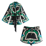 Foridol Oversized Green Print Boho Women Shorts Sets Shirts Shorts Pants Three Pieces Fashion Suits Matching Sets 2025 Summer