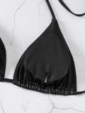 PU Faux Leather Mini Micro String Bikini Women Swimsuit Female Swimwear Two-pieces Bikini Set Thong Bathing Suit Swim Beachwear