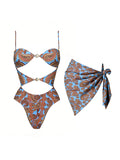 Bandeau Cut-out Swimsuit Women One Piece Swimwear With Headscarf Luxury Lady Bathing Suit Fashion Mujer Beachwear Female Outfit