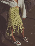 Dot Solid Minimalist Casual Skirt For Women High Waist Patchwork Zipper Irregular Hollow Out Skirts Female Fashion New OPM8