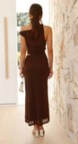 Foridol Mesh Bodycon Long Dresses Women Elegant Summer Yellow Party Dress Cut Out One Shoulder Tank Maxi Vestidos 2025 New Dress