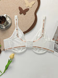 White Plus Size Underwire Bra Women Full Coverage Push Up bra Letter Print Adjustable Straps Big Cup Supportive Seamless Bra