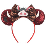 2025 New Style Mickey Minnie Ear Headband Sequin Bows Girl Adult Kids Halloween Party Cosplay Hair Accessories Princess Hairband
