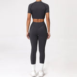 2PCS Yoga Suit Sports Set Women Quick-Drying Gym Set Women Tracksuit Running Workout Long Sleeve Sports Shirt Yoga Clothing