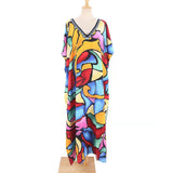 2026 New Colorful Kaftan Tunic Beach Dress Beach Wear Beachwear Beach Cover Up Cover-upsLoose Maxi Dress Female Women V4428