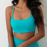 DIAS FIT JOY New style cross back yoga bra Plus Size removable chest cushion sexy back sports vest fitness running gym
