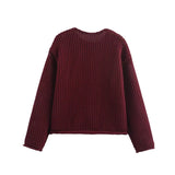 Foridol Autumn Winter New Burgundy Cardigan Women Knitted Long Sleeves Femme Casual Sueter Mujer Loose Short Sweater Buttons
