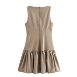 Foridol Bowknot Pleated Tank Short Dress for Women Sleeveless Casual Party Short Dress Female Casual Autumn Winter Dress