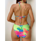 Sexy Printed Tie Dye Halter Brazilian Bikini Women Swimwear Female Swimsuit Two-pieces Bikini set Bather Bathing Suit Swim V6313