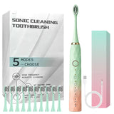 Electric Toothbrush Rotary With Timer Waterproof USB Rechargeable 10 Heads