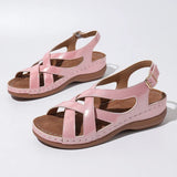 Rome Style Cross Strap Wedges Sandals Women Summer Lightweight Platform Sandles Woman Plus Size 43 Peep Toe Gladiator Sandals