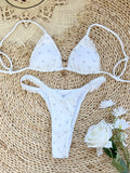 2025 Elegant White Lace Bikini Set for Beach Chic Trendy 2-Pce Swimsuit Perfect for Beach Wear and Pool Parties Summer Getaways