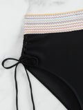 2025 New Bikini European and American Ribbon Deep V Bareback Sexy Bikini Split Swimsuit Swimsuit
