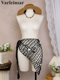 New 3D Star Hollow Out Crochet Knitted Sarong Pareo Beach Dress Beach Wear Beachwear Beach Cover Up Cover-upsFemale Women V7309
