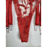 Toucheart Christmas Erotic Lingerie Seductive Embroidery Mesh Women See-through Body Shaping Sexy Pure Desire Hot Underwear Set