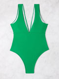 2026 V Neck Solid Bodysuit One Piece Swimsuit Sexy Swimwear Women Bathing Suit Female Swimming Summer Beachwear Bodysuit