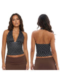 Women's Halter Tops Striped V Neck Sleeveless Open Back Slim Fit Vest Summer Party Daily Casual Wear Street Tank Tops