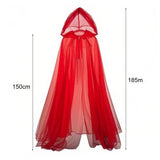 Halloween Ghost Cosplay Costume Cloak Adult Hooded Lace-up Full-Length Sheer Cape with Oversized Hood