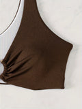 ZTVitality Sexy Brown One Shoulder Bikini Set 2024 New Arrival Padded Bra Swimsuit Women's Swimwear Summer Beachwear Biquini