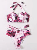 Sexy Push Up Bikinis 2026 Women High Waist Swimsuit Solid Halter Swimwear Female Bathing Suit Swimming Summer Beachwear XXL