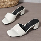 Fashion Women Pumps Slippers Ladies Square Toe Female Slides Summer High Heels Sandals Solid Ladies Shoes 2026