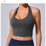 Ladies Sports Bra Sexy Hanging Neck High Support Impact Yoga Underwear Running Fitness Gym Push Up Workout Bra Padded Bralette