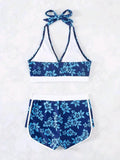 2026 Halter Sporty Bikinis Printed Swimsuit Women High Waist Shorts Swimwear Female Bathers Bathing Swimming Swim Suit Beachwear