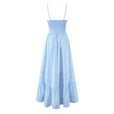 Women's Fashion All-Cotton Strap Long Dress Women's Satin Dress Lace Trim Elegant Evening Wear Dress For Woman Sleeveless GNTG