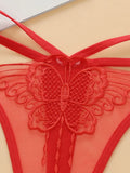 3 pieces of lace transparent multi-color combination high-quality butterfly embroidery thong sexy low waisted thong C304