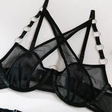 Toucheart Sexy Floral Embroidery Underwear Steel Ring Bra Lace Mesh Sexy Webbing Hollow Waistband Hanging Erotic Lingerie Suit