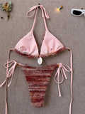 Printed Halter Bikini Women Swimwear Female Swimsuit High Leg Cut Padded Bather Bathing Suit Swim Two-pieces Bikini set K8119