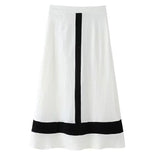 Women's Contrast Color V-Neck Ruffle Top And Skirt Women White Ruffle Trim Crop Top Skirt Casual Summer Outfit Pure Desire 0U19