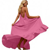 Women Fashion Oversized Dress For Womens Summer Trendy Solid Color Sleeveless Backless Dresses Beach Holiday Wear Sundress