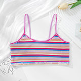 Women Non-wire Bras Female Cotton Bra Tops Striped Crop Top Small Breast Breathable Push Up Bra Comfort Girl Underwear