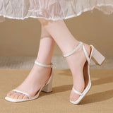 Open-toe Sandals Women 2026 Summer New Buckle Fashion Solid Color Female Shoes  Chunky High Heel
