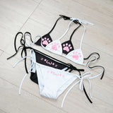 Japanese Anime Kawaii Cat Paw Micro Bikini Set for Women Girl Bandage Backless Mini Swimsuit Underwear Lingerie Bathing Suit